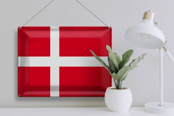 Signe en étain drapeau danemark 40x30cm drapeau du danemark Vintage 3