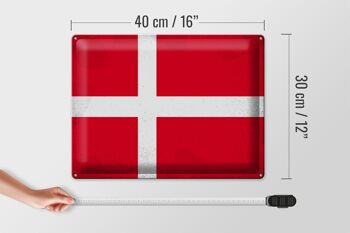 Signe en étain drapeau danemark 40x30cm drapeau du danemark Vintage 4