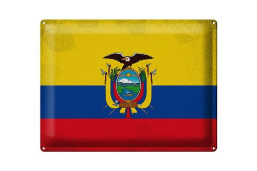 Blechschild Flagge Ecuador 40x30cm Flag of Ecuador Vintage