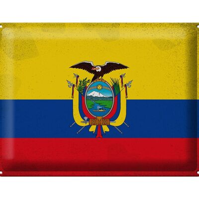 Blechschild Flagge Ecuador 40x30cm Flag of Ecuador Vintage