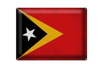 Drapeau en étain du Timor oriental, 40x30cm, drapeau du Timor oriental, Vintage 1