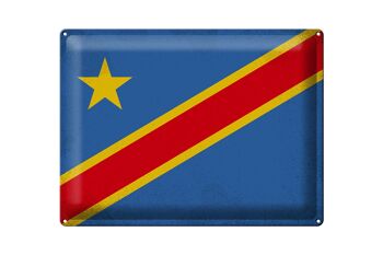 Signe en étain drapeau RD Congo 40x30cm drapeau Congo Vintage 1