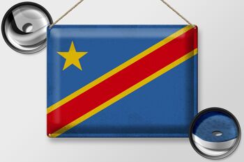 Signe en étain drapeau RD Congo 40x30cm drapeau Congo Vintage 2