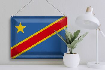 Signe en étain drapeau RD Congo 40x30cm drapeau Congo Vintage 3