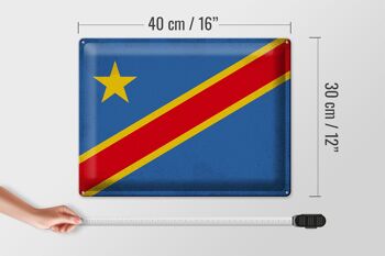 Signe en étain drapeau RD Congo 40x30cm drapeau Congo Vintage 4