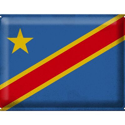 Blechschild Flagge DR Kongo 40x30cm Flag Congo Vintage