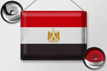 Signe en étain drapeau égyptien 40x30cm, drapeau égyptien Vintage 2