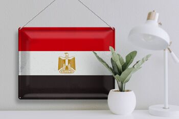 Signe en étain drapeau égyptien 40x30cm, drapeau égyptien Vintage 3