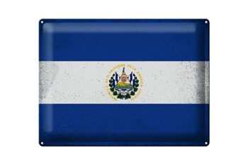 Signe en étain drapeau El Salvador 40x30cm El Salvador Vintage 1