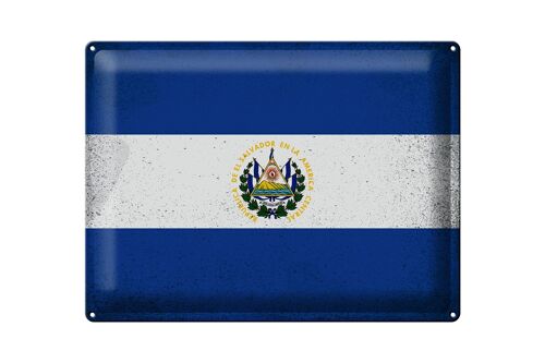 Blechschild Flagge El Salvador 40x30cm El Salvador Vintage