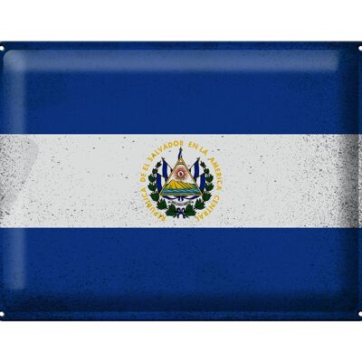 Signe en étain drapeau El Salvador 40x30cm El Salvador Vintage