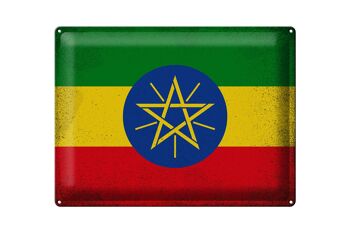 Signe en étain drapeau éthiopien 40x30cm drapeau éthiopien Vintage 1