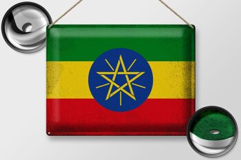 Signe en étain drapeau éthiopien 40x30cm drapeau éthiopien Vintage 2
