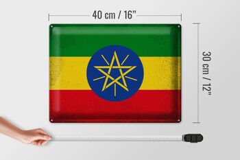 Signe en étain drapeau éthiopien 40x30cm drapeau éthiopien Vintage 4
