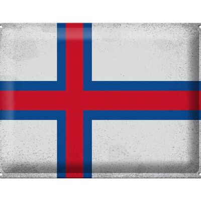 Blechschild Flagge Färöer 40x30cm Flag Faroe Islands Vintage