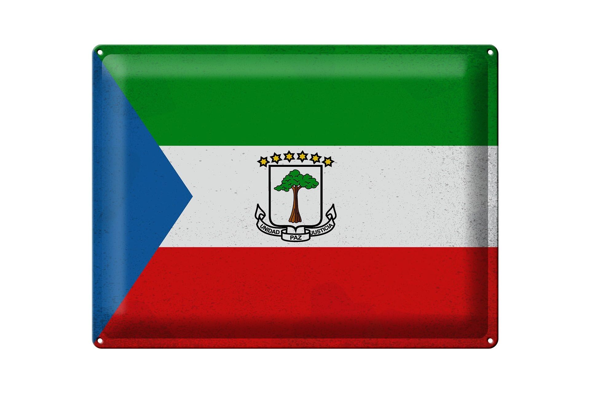 Blechschild Flagge Äquatorialguinea 40x30cm Flag Vintage