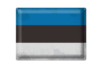 Signe en étain drapeau de l'estonie 40x30cm drapeau de l'estonie Vintage 1