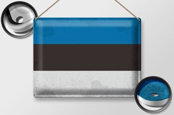 Signe en étain drapeau de l'estonie 40x30cm drapeau de l'estonie Vintage 2
