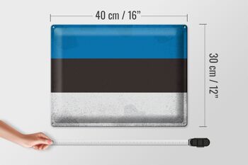 Signe en étain drapeau de l'estonie 40x30cm drapeau de l'estonie Vintage 4