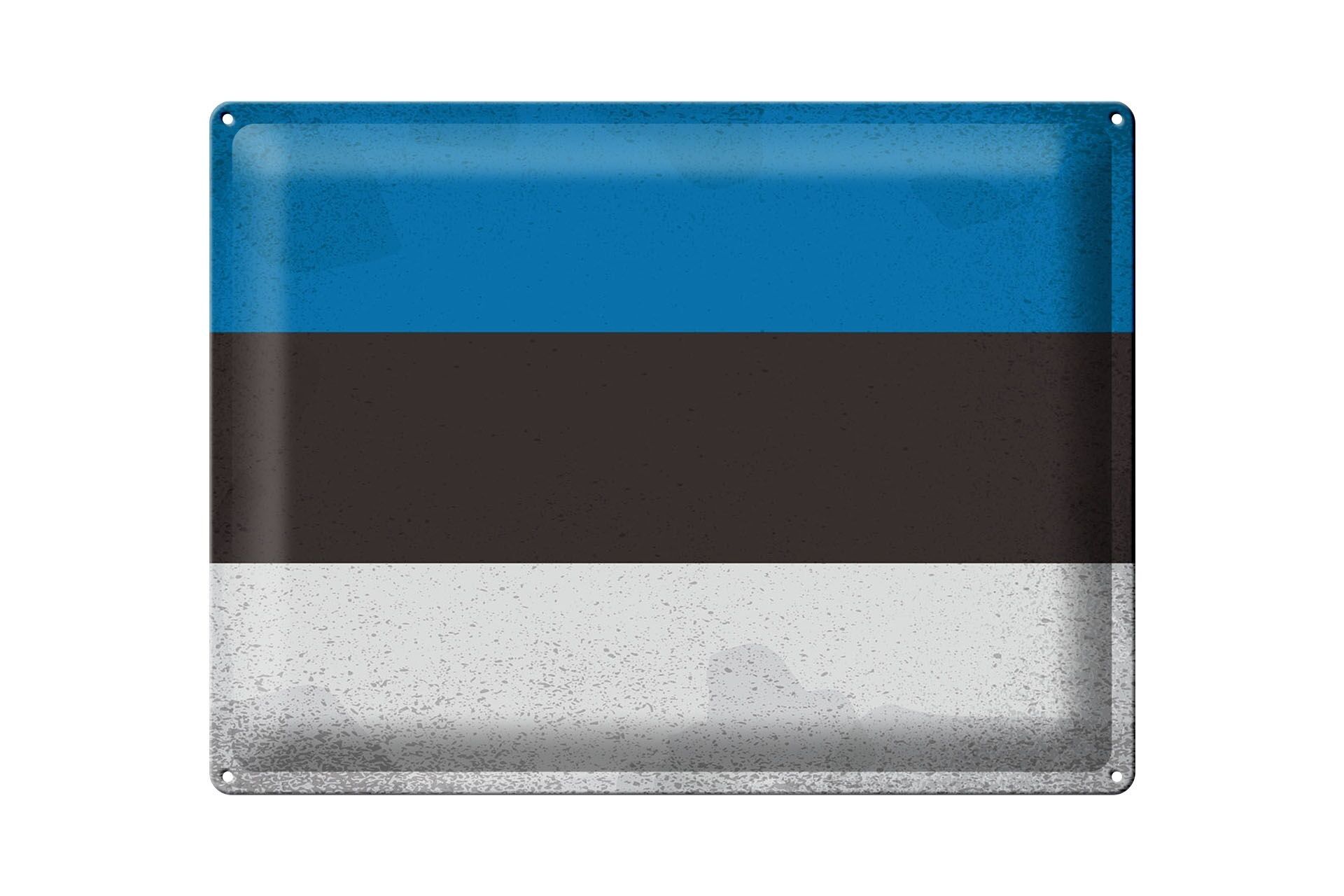 Blechschild Flagge Estland 40x30cm Flag of Estonia Vintage
