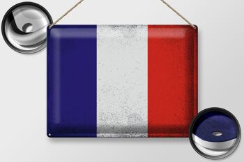 Signe en étain drapeau France 40x30cm drapeau France Vintage 2