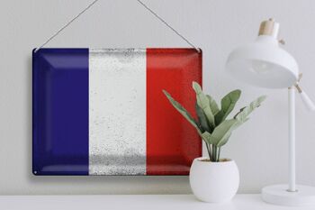 Signe en étain drapeau France 40x30cm drapeau France Vintage 3