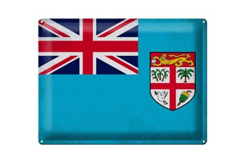 Signe en étain drapeau Fidji 40x30cm drapeau des Fidji Vintage 1