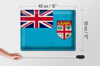 Signe en étain drapeau Fidji 40x30cm drapeau des Fidji Vintage 4