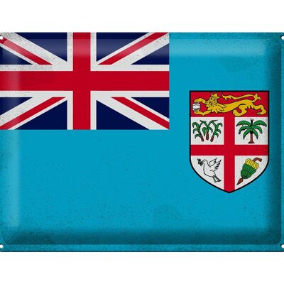 Cartel de chapa Bandera de Fiji 40x30cm Bandera de Fiji Vintage