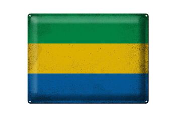 Signe en étain drapeau Gabon 40x30cm drapeau du Gabon Vintage 1