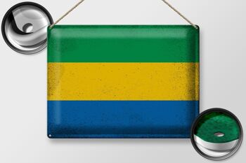 Signe en étain drapeau Gabon 40x30cm drapeau du Gabon Vintage 2