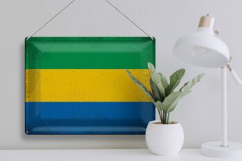 Signe en étain drapeau Gabon 40x30cm drapeau du Gabon Vintage 3