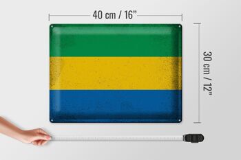 Signe en étain drapeau Gabon 40x30cm drapeau du Gabon Vintage 4