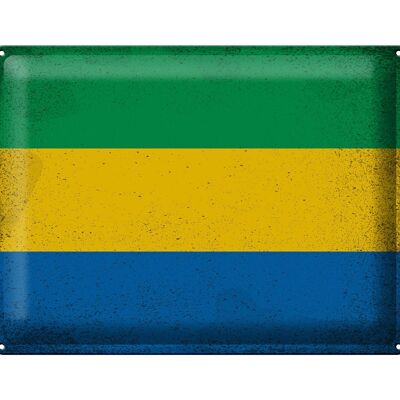 Blechschild Flagge Gabun 40x30cm Flag of Gabon Vintage