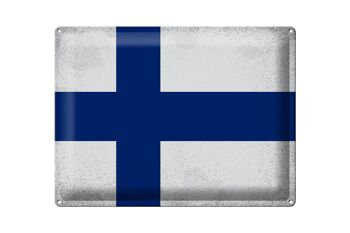 Signe en étain drapeau finlande 40x30cm drapeau de finlande Vintage 1