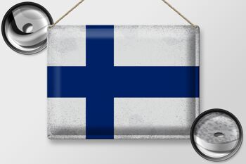 Signe en étain drapeau finlande 40x30cm drapeau de finlande Vintage 2