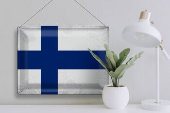 Signe en étain drapeau finlande 40x30cm drapeau de finlande Vintage 3