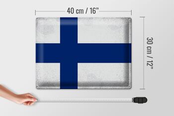 Signe en étain drapeau finlande 40x30cm drapeau de finlande Vintage 4