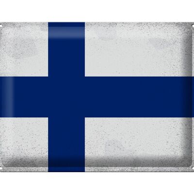 Targa in metallo Bandiera Finlandia 40x30 cm Bandiera della Finlandia Vintage