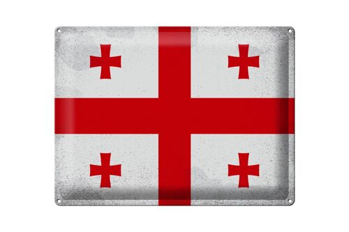 Blechschild Flagge Georgien 40x30cm Flag of Georgia Vintage