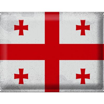 Targa in metallo Bandiera della Georgia 40x30 cm Bandiera della Georgia vintage