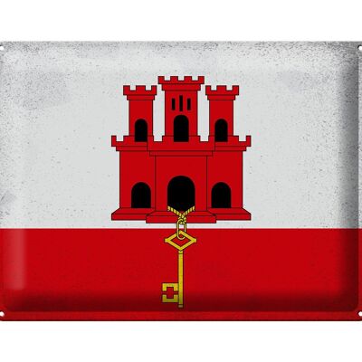 Targa in metallo Bandiera Gibilterra 40x30 cm Bandiera Gibilterra Vintage