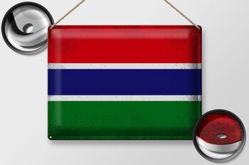 Signe en étain drapeau Gambie 40x30cm drapeau de Gambie Vintage 2