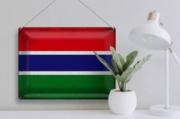 Signe en étain drapeau Gambie 40x30cm drapeau de Gambie Vintage 3