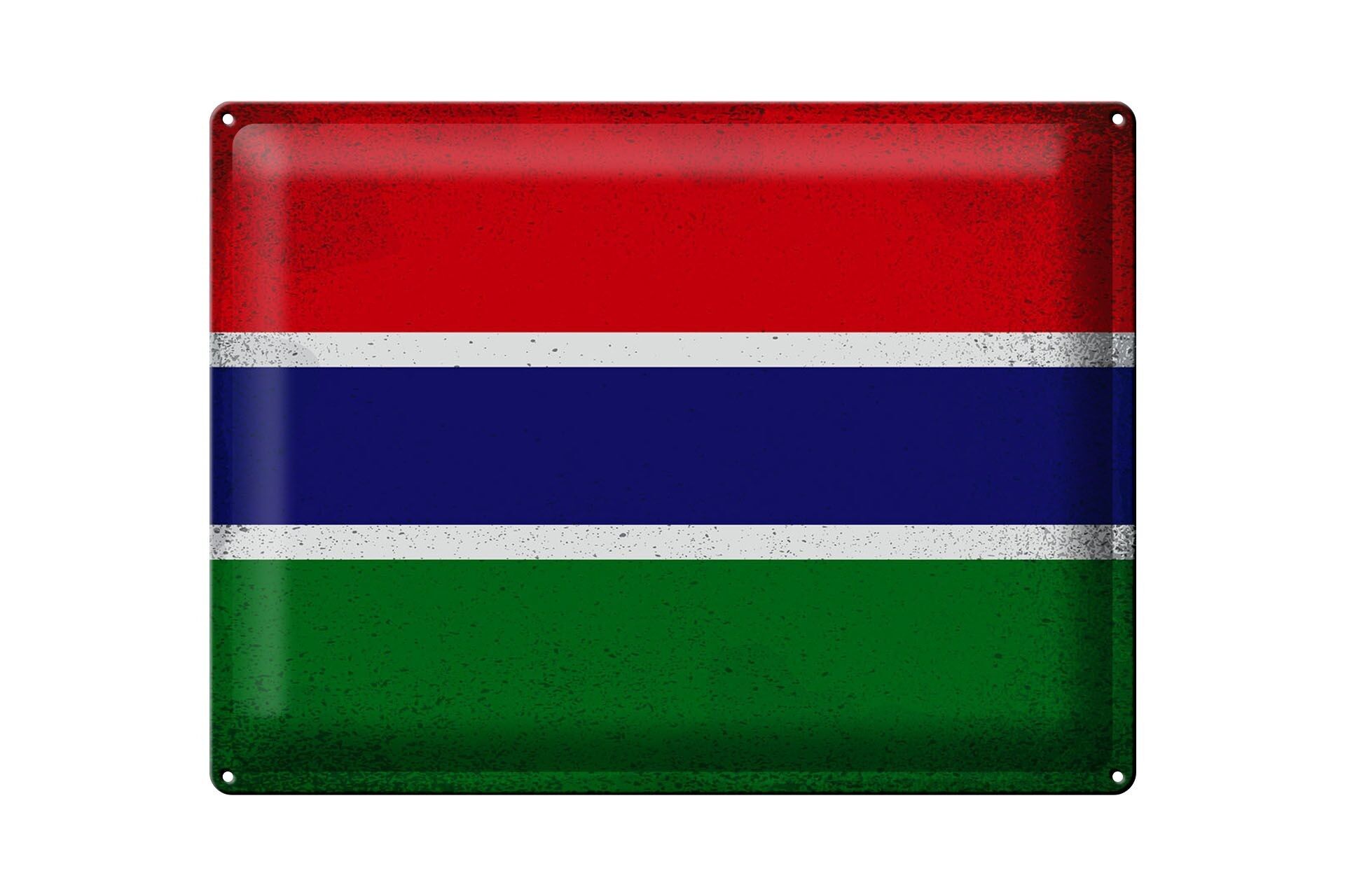 Targa in metallo Bandiera Gambia 40x30 cm Bandiera della Gambia Vintage