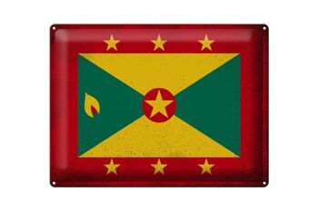 Signe en étain drapeau de la Grenade 40x30cm drapeau de la Grenade Vintage 1