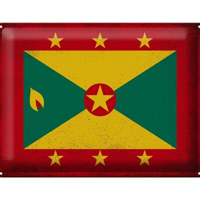 Blechschild Flagge Grenada 40x30cm Flag of Grenada Vintage