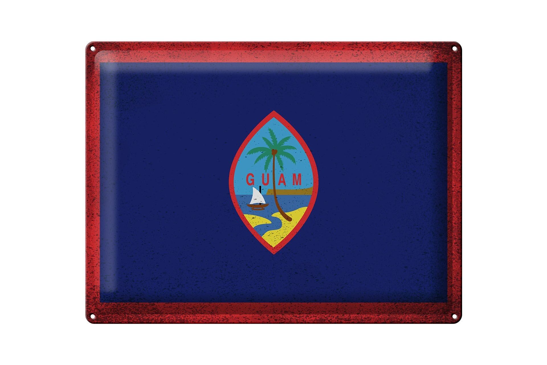 Blechschild Flagge Guam 40x30cm Flag of Guam Vintage