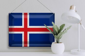 Drapeau en étain de l'islande, 40x30cm, drapeau de l'islande, Vintage 3