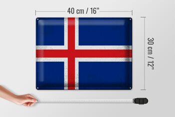 Drapeau en étain de l'islande, 40x30cm, drapeau de l'islande, Vintage 4